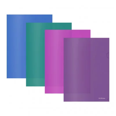 Папка-уголок пластиковая ErichKrause® Fizzy Vivid, A4, полупрозрачная, ассорти  50158