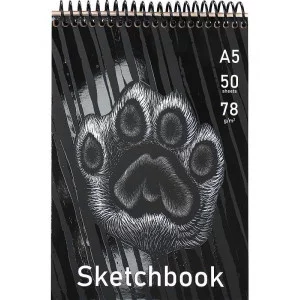 Скетчбук А5 Лапа (жест подложка, на спирали, 50л, крафт блок) С50-4388