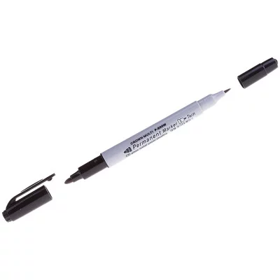 Маркер перманентный двухсторонний Crown "Multi Marker Twin", 1шт, черный, пулевидный, 2мм/1мм Crown 095143