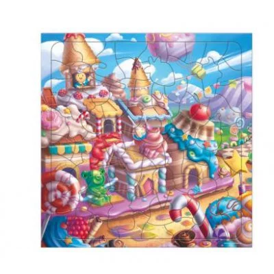 Пазл фигурный на подложке. 80 деталей. Сладкий город. 30х30,5 см. ГЕОДОМ