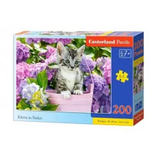 Пазлы 200 "Котенок в корзине" Premium (10013160/040522/3231557,Польша) В-222209