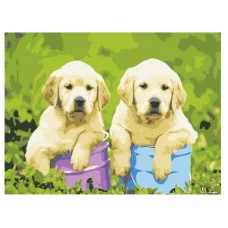 Холст с красками 30х40 см по номерам. Щенята Лабрадора (10313140/161219/0085231,Китай)