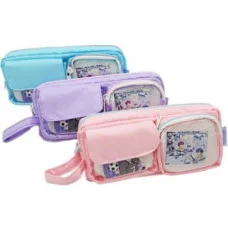 Пенал   DE-909 Косметичка, прямоугольный, 1отделение на молнии, полиэстер с силиконовой вставкой, с 2 наружными карманами, с ручкой, ассорти SV-17791 (1/4/144)   330587