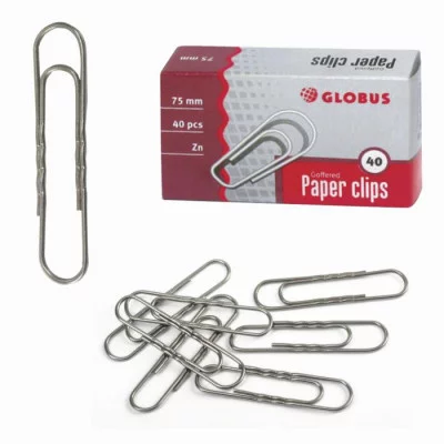 Скрепки большие 75 мм, оцинкованные, гофрированные, 40 шт., в картонной коробке, Г 75-40 Ц