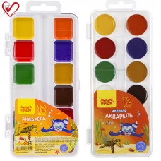 Акварель Мульти-Пульти "Енот в Красном море", медовая, 12 цветов, без кисти, пластик, европодвес 240040