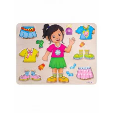 Деревянная игрушка. Рамка-вкладыш (30х22см) "ОДЕВАШКА. ДЕВОЧКА" (в слюде) Арт.AN02737