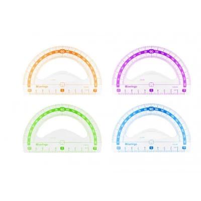 Транспортир 10см, 180° Berlingo "Color", пластиковый, ассорти, европодвес 292846
