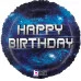 Шар (18\'\'/46 см) Happy Birthday (космос) Темно-синий 1 шт. 26472P
