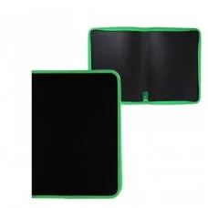 Папка 1 отделение, А4 325х230х25 мм, Пчелка, пластик, без дизайна, молния вокруг, "Черная/Зелёная" ПМ-А4-11