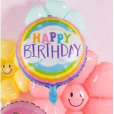 Шар (18\'\'/46 см) Круг, С Днем Рождения (облачко и радуга), 1 шт. 21925