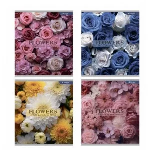 Тетрадь 48л., А5, линия, Alingar "Lovely flowers", скрепка, мелованный картон (стандарт), блок офсет AL11224