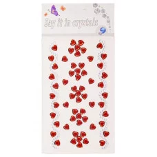 Наклейки-стразы Alingar, акриловые, "Красные сердечки", пакет с европодвесом AL10163