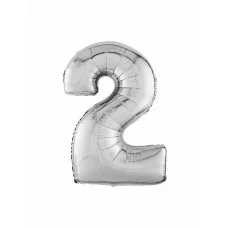 Шар Agura цифра 2 серебро (40\'/102см, 1 шт) 753781