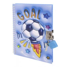 Подарочный блокнот 11,0 см * 15,0 см , гребень, Alingar, ламинация, конгрев, эффект 3D, замочек, 45 л., клетка, "Футбол" AL11728