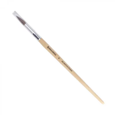 Кисть BRAUBERG, из ворса пони, круглая, № 6, 200192