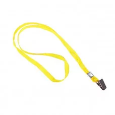 Лента для бейджа ширина-10мм,длина-80см с металл прищепкой ЖЕЛТАЯ 593867