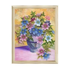 Мозаика из пайеток на холсте Клематисы Волшебная мастерская 48431