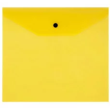 Папка-конверт на кнопке СТАММ А5+, 120мкм, пластик, прозрачная, желтая 355653