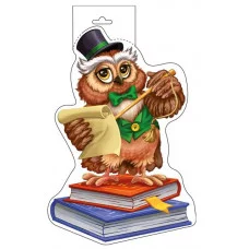 Плакат вырубной А4. Сова со свитком и указкой двухсторонний 4630112043631 ФМ1-15836 00-00018889