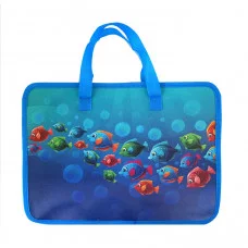 Папка шк.д/тетр. А4 на молнии с ручками 1808 нов "Рыбки", 32*26*8 см. /12 /0 /120