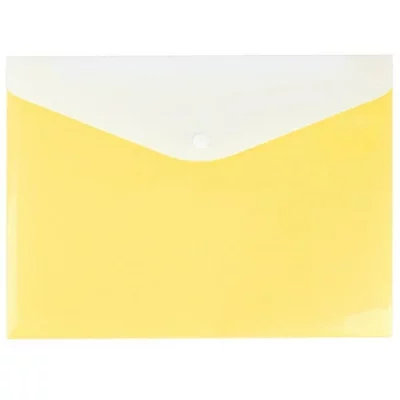 Папка-конверт на кнопке А4 Ice жёлтая с дополнительным карманом DV-0377IE-YE