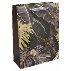 Dream cards Пакет подарочный с мат. лам. и тис.фольгой Роскошные тропики, черный, в ассортименте 26х32х10 см (L),210 г ПКП-3467