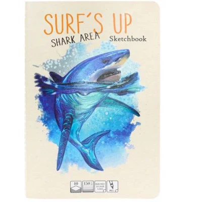 Скетчбук А5+, 40л. ГРОЗНАЯ АКУЛА (40-5545) тетрадная сшивка, твин-лак, холодная фольга 40-5545