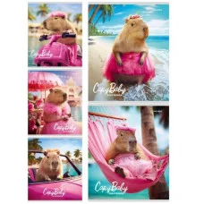 Тетрадь КЛЕТКА 48л. КАПИБАРБИ (Т48-2550) цветная мелованная обложка Т48-2550