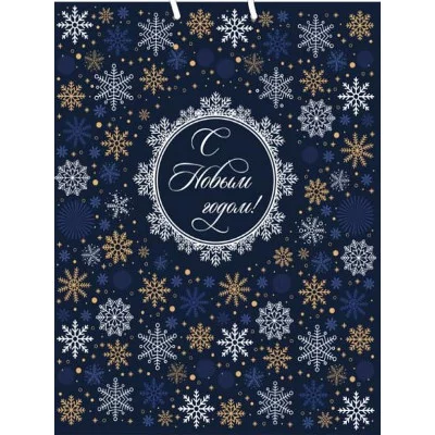 Dream cards Пакет подарочный с мат.лам.и тис.фол.26х32х10см(L)Снежная россыпь,190г(соб.раз.)ПКП-6680