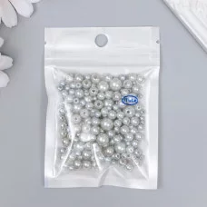Бусины для творчества пластик "Круглые. Серебро" d=3-8 мм, набор 10 гр 7459628