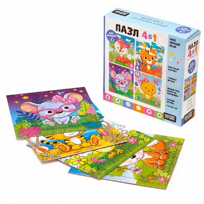 Пазлы 4в1 "На свежем воздухе" 4*6*9*12 элементов 07872