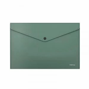 Папка-конверт на кнопке пластиковая ErichKrause Fizzy Classic, A4, непрозрачный, зеленый 1шт 50178