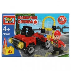 Конструктор ПОЖАРНЫЙ на машине, 42 дет. Город мастеров 359460