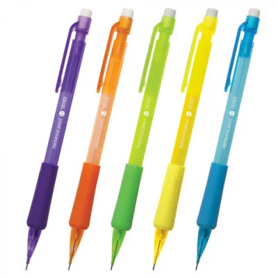 Карандаш механический STAFF, корпус тонированный ассорти, резиновый грип, ластик, 0,7 мм, 181423