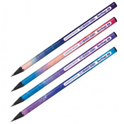 Карандаш ч/г Berlingo "Universe" HB, черное дерево, круглый, заточен., ассорти 320764