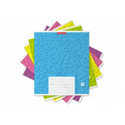 Тетрадь школьная ученическая ErichKrause® Optima Numbers ассорти, 12 листов, клетка 39885 ТК1768