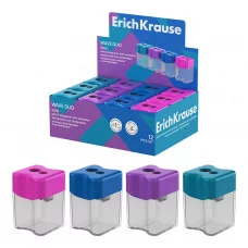 Точилка пластиковая ErichKrause Wave Duo, Vivid, с контейнером, ассорти 60046