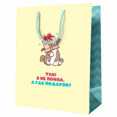 Пакет подарочный 1шт 18*23*10см MESHU "А где подарок?", ламинированный 354767