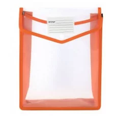 Папка-конверт на кнопке Alingar, A4, 330х250х75 мм, вертикальная, 450 мкм, карман для визитки, ассорти, прозрачная AL11157