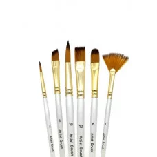 Кисти набор 6 шт. Синтетика CD-25 Круглые (№2, 10) и плоские (№4, 6, 8, 12) в ПВХ пакете 315179