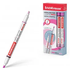 Двухсторонний текстмаркер ErichKrause Visioline V-16 Neon+Pastel цвет чернил розовый 56017