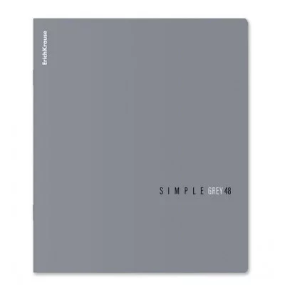 Тетрадь общая ученическая ErichKrause Simple Color, серый, 48 листов, клетка, ламинация soft-touch+выборочный УФ-лак 1шт 63321