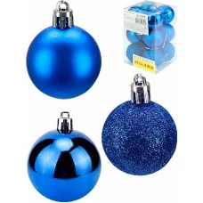 Новогоднее украшение. Набор синих ёлочных шаров 4 см 12 шт НУ-5358