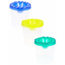 Стакан-непроливайка, одинарный, прозрачный, с блестками (С-2071) 3 цвета, МИКС С-2071