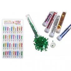 Звёздочки декоративные M-4297 в пластиковой тубе с крышкой, микс 6 цветов