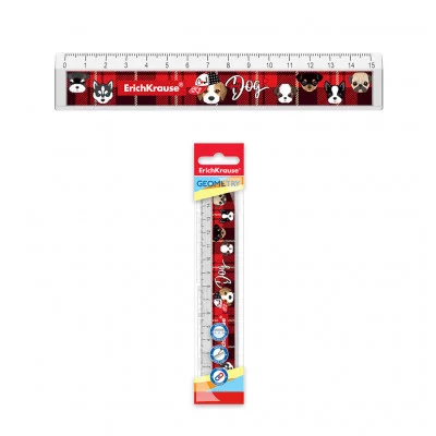 Линейка с выемкой пластиковая ErichKrause® Cute Dog, 15см, во флоупаке 55486