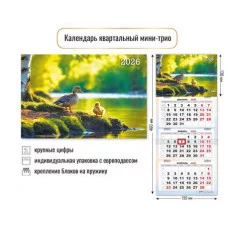 Календарь мини-трио 2026 природа  9238 КлнБ382