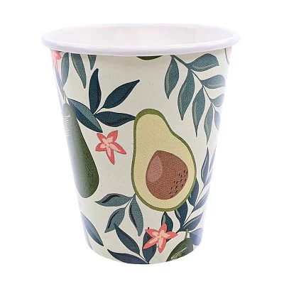 Стаканы бумажные Ветви авокадо (250 мл, 6 шт) флоупак ФЛ-6214