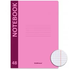Тетрадь общая ученическая с пластиковой обложкой на скобе ErichKrause CoverProBook matt Neon розовый А4 48 листов клетка 48224