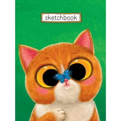 СКЕТЧБУК А5. КОТИК С БАБОЧКОЙ (выб.лак, голубая резинка) 467-0-159-11649-3